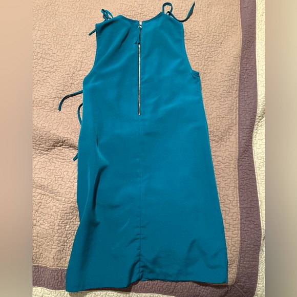 Zara Basics Teal Green Sleeveless Fringed Tassel Shift Dress Western Mini XS - Picture 6 of 6